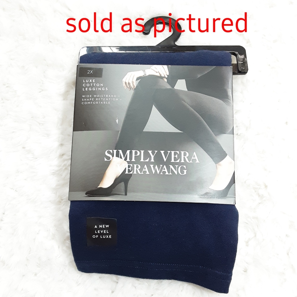 SIMPLY VERA VERA WANG MID-RISE COTTON LEGGINGS - Picture 2 of 5